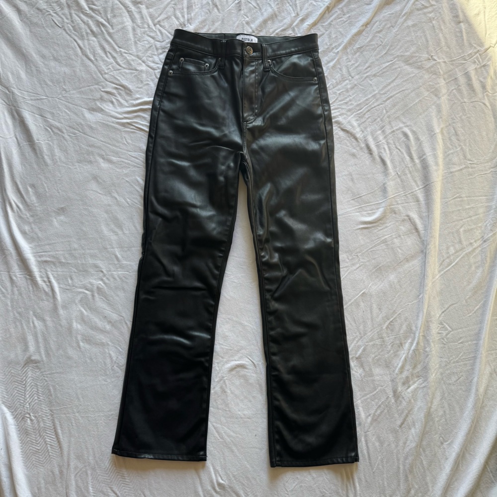 Pistola Black Women Leather Jeans - Size 26